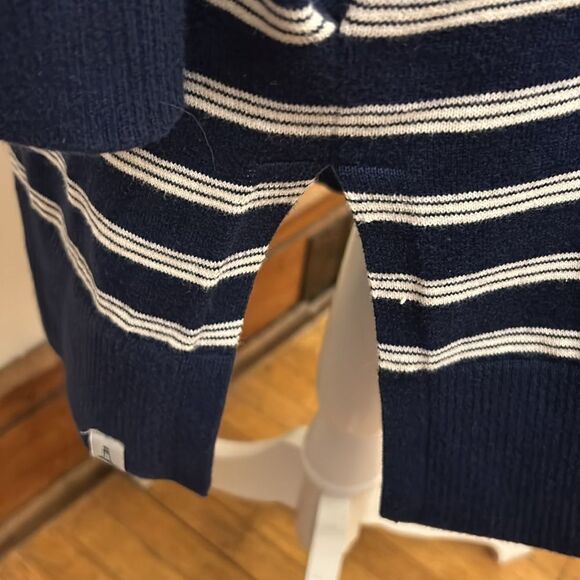 Lands End navy white striped cotton open cardigan Size S EUC - Picture 5 of 11